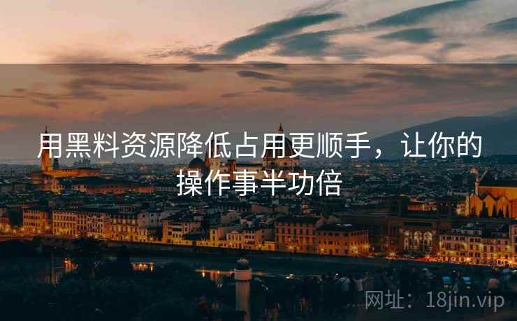 用黑料资源降低占用更顺手，让你的操作事半功倍